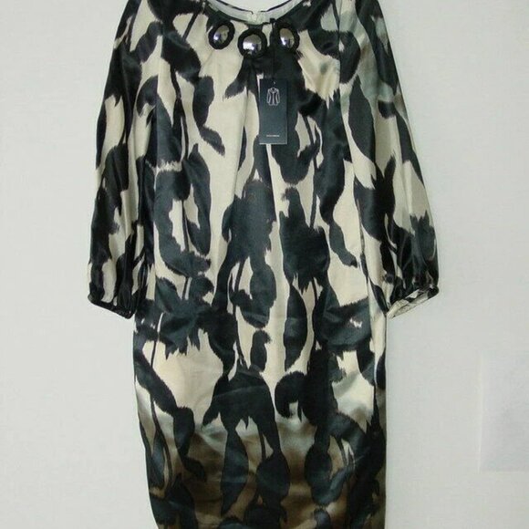 NWT PIAZZA SEMPIONE Multi Silk Long Sleeve Dress 40/6 - Picture 6 of 7
